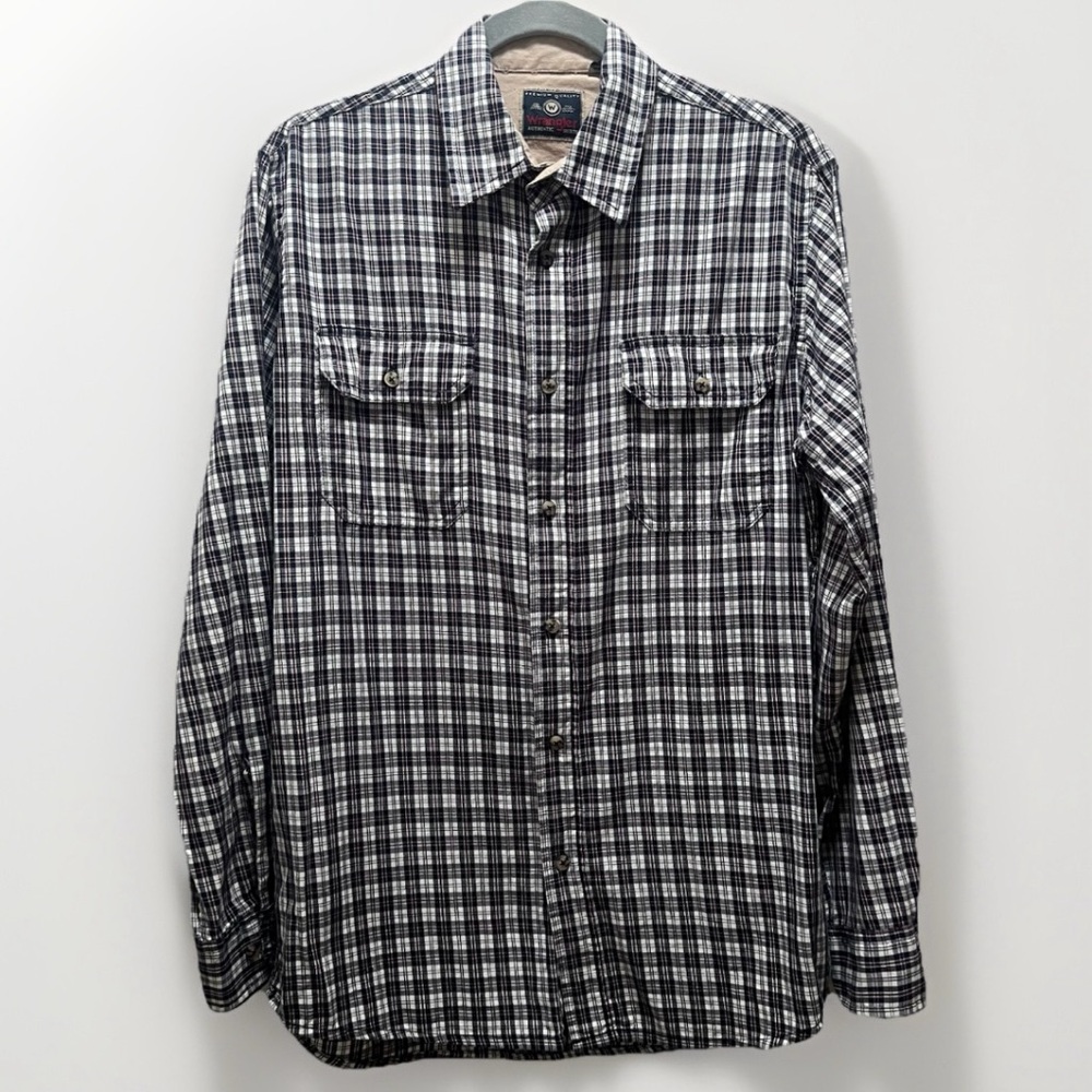 Wrangler Plaid Cotton Shirt Men’s S Blue White Maroon Long Sleeve